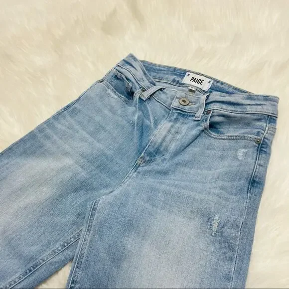 Paige Denim Atley Ankle Flare Jeans High Waist Floretta Destructed Size 24